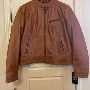 Women's Whet Blu Leather Moto Jacket/ Color: Whisky/ size: XXL